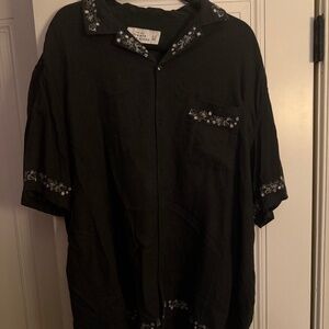 Mens Abercrombie Patterned Linen Polo - Size Large